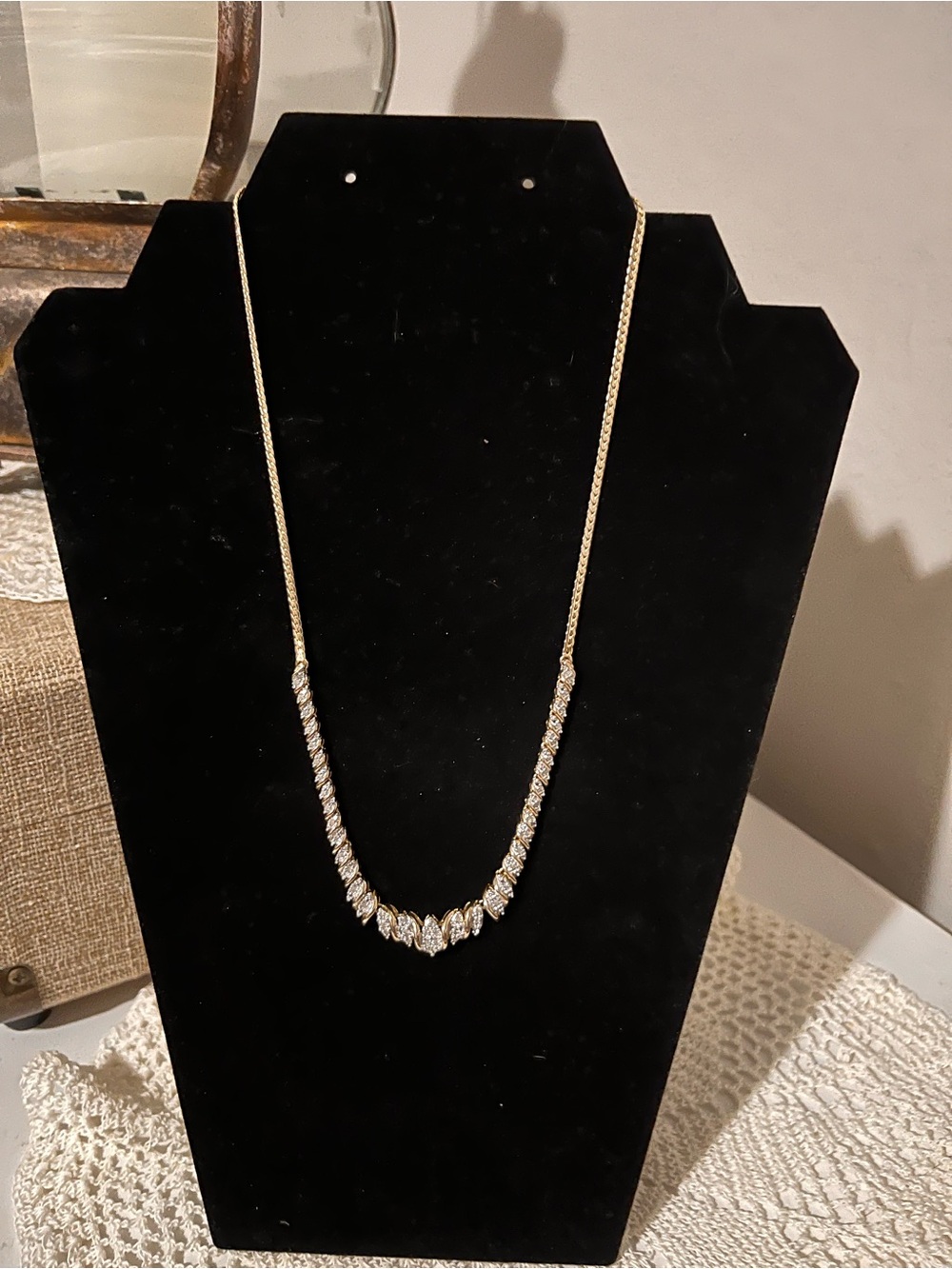 Gold Marquise-Cut Crystal Station Necklace - Women's Jewelry